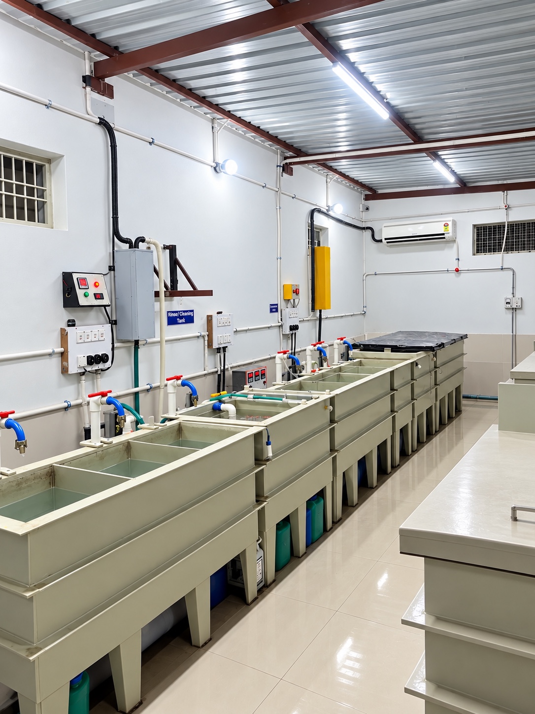 Electroplating tanks and rectifiers at Ashutosh Productions